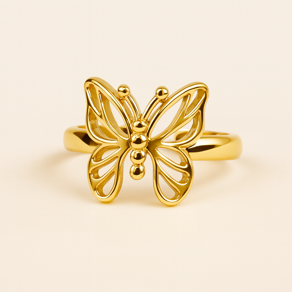 18k Gold Plated Butterfly Bliss Ring