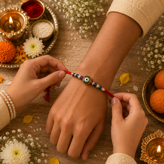 Blue Blessings Couple Rakhi