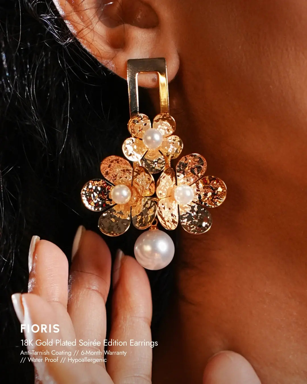Fioris 18 K Gold Plated Soirée Earrings