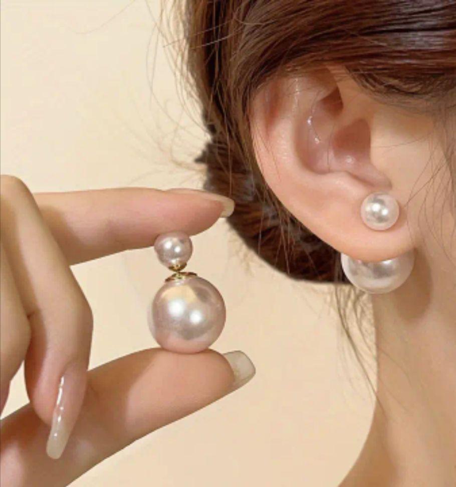 Front Back Pearl Stud Earring