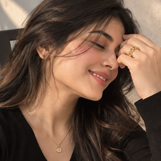 18K Gold Plated Geometric Link Adjustable Ring