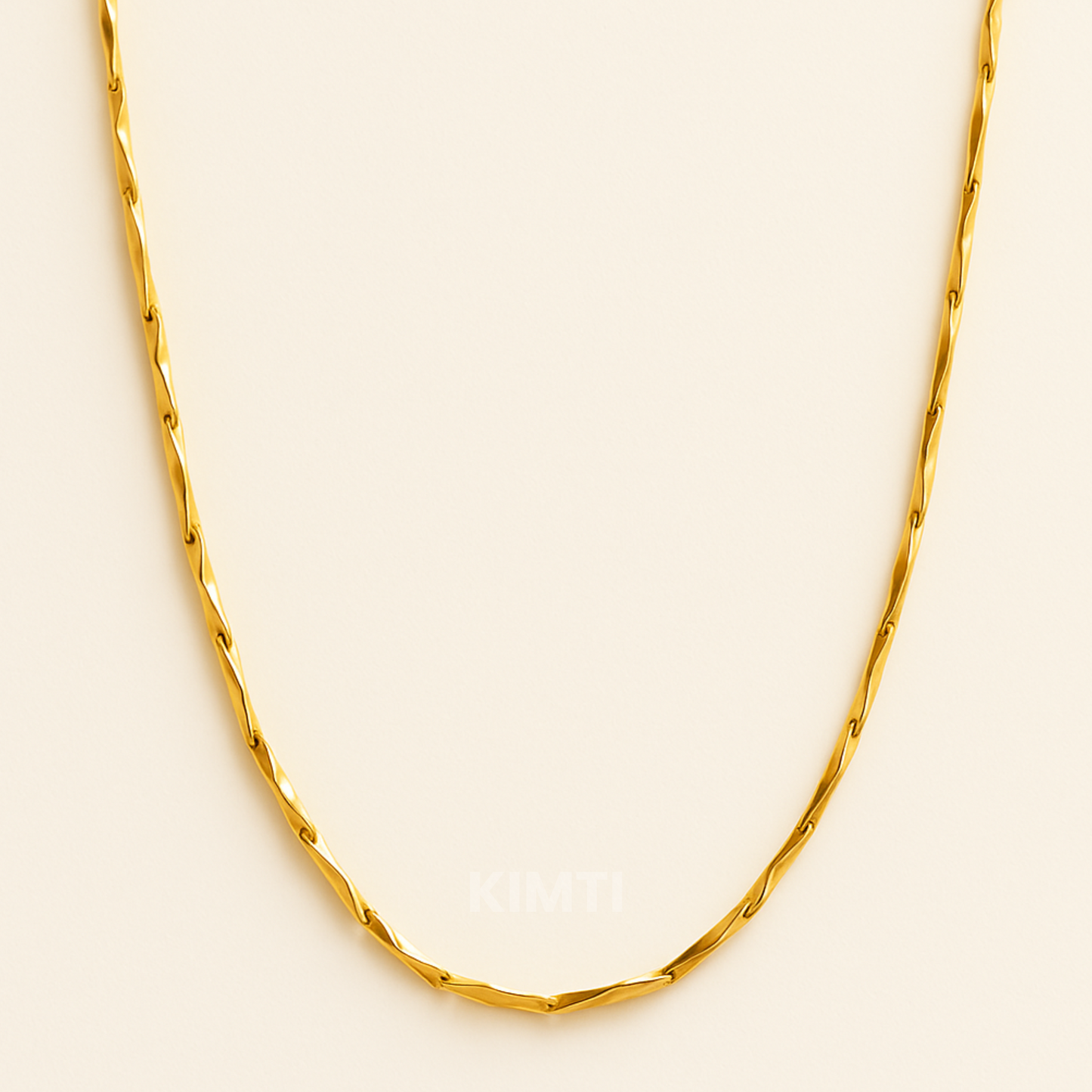 Men-18k Gold Plated Anti Tarnish Cuboids Link Chain