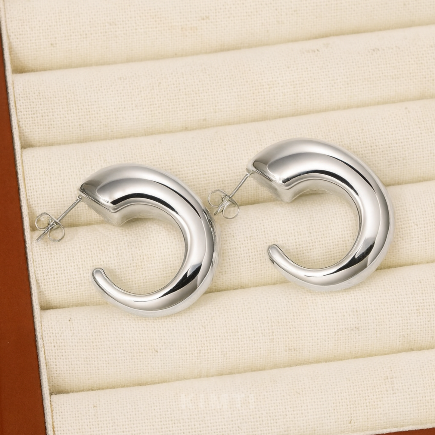 Anti-Tarnish Bold Dome Hoop Earrings