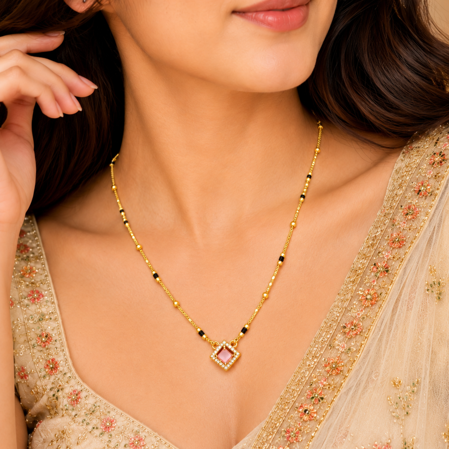 Blush Pink Diamond Mangalsutra