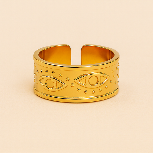 18k Gold Plated Guardian Eye Gold Band Ring