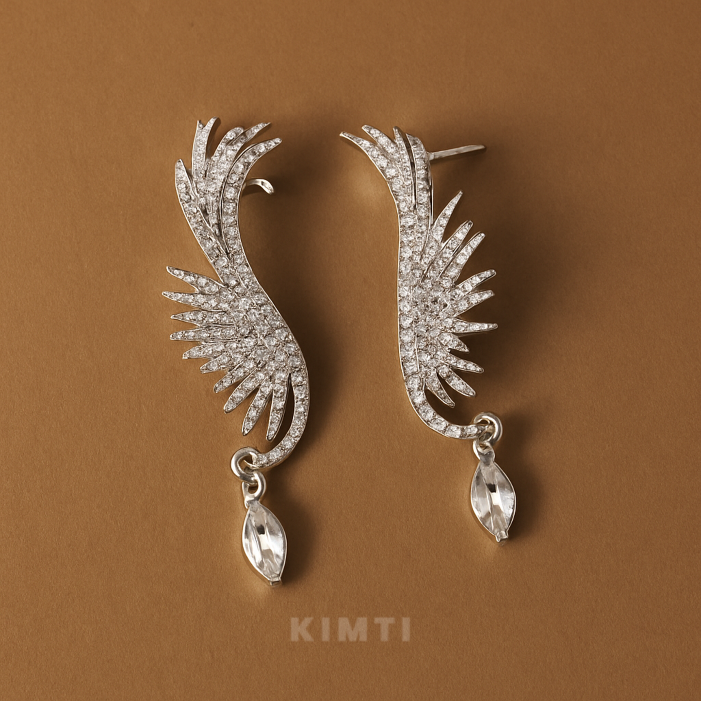 Sparkling Wing-Shaped Statement Earrings