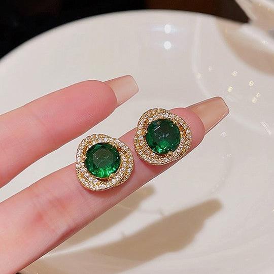 Green Emerald Stud Earring