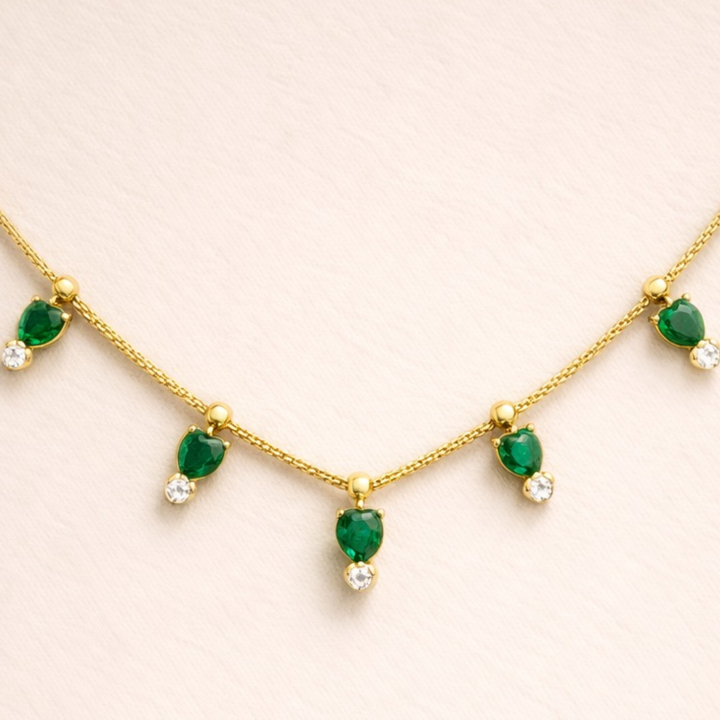 18K Gold Plated Emerald Drop Necklace