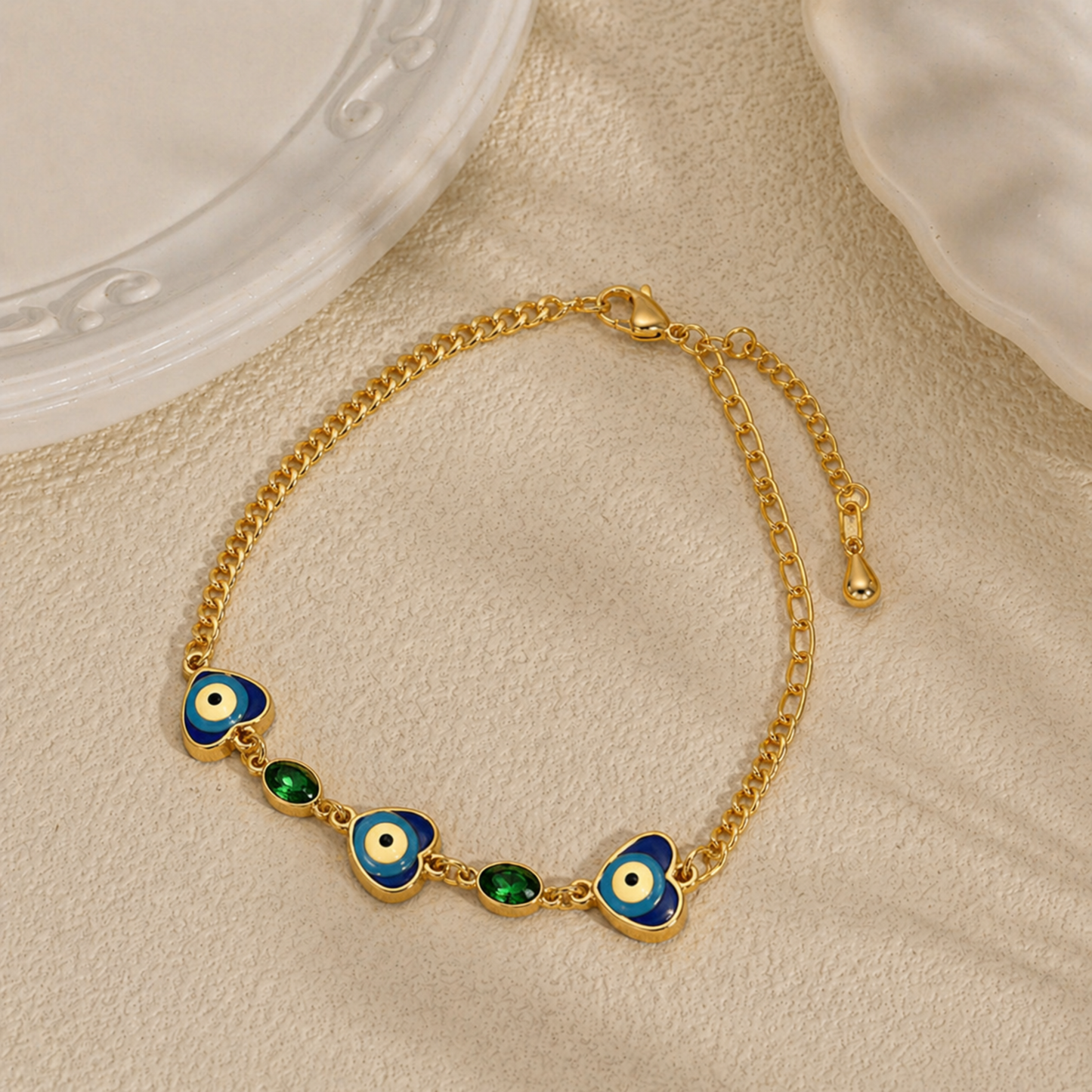 18K Gold Plated Lucky Charm Evil Eye Bracelet
