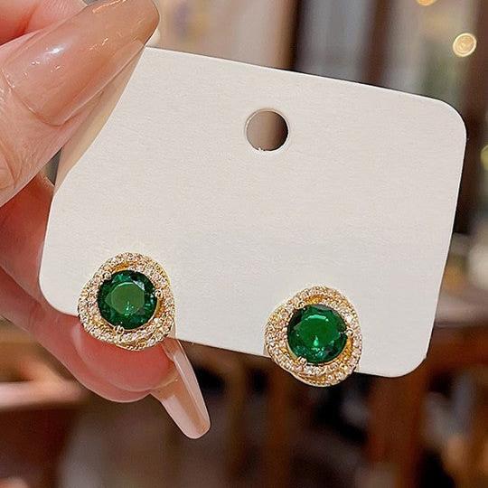 Green Emerald Stud Earring