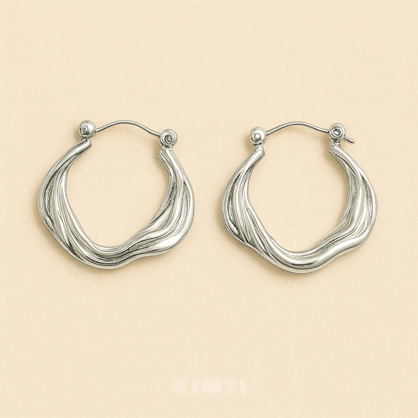 Anti-Tarnish Wave Flow Silver Hoop Earrings