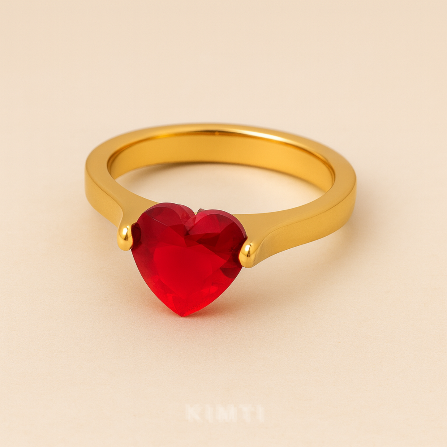 18K Gold Plated Red Heart Ring