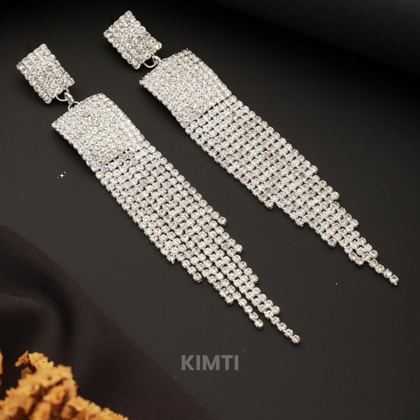 Silver Fringe Long Dangler Drop Earring