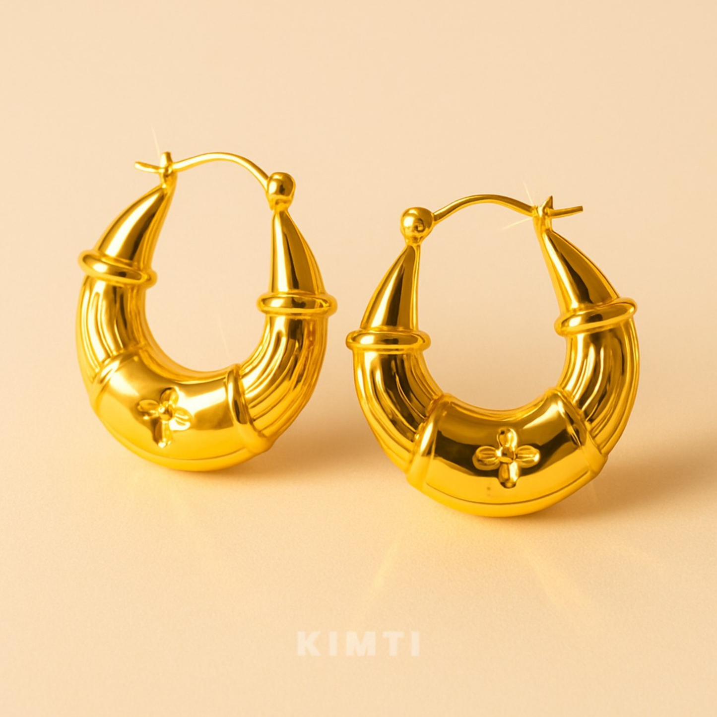 18K Gold Plated Royal Crescent Hoops Earring