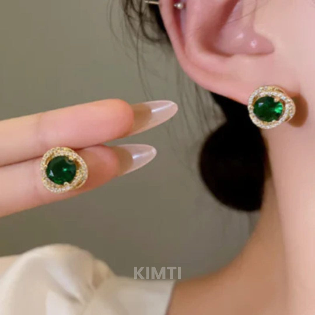 Green Emerald Stud Earring