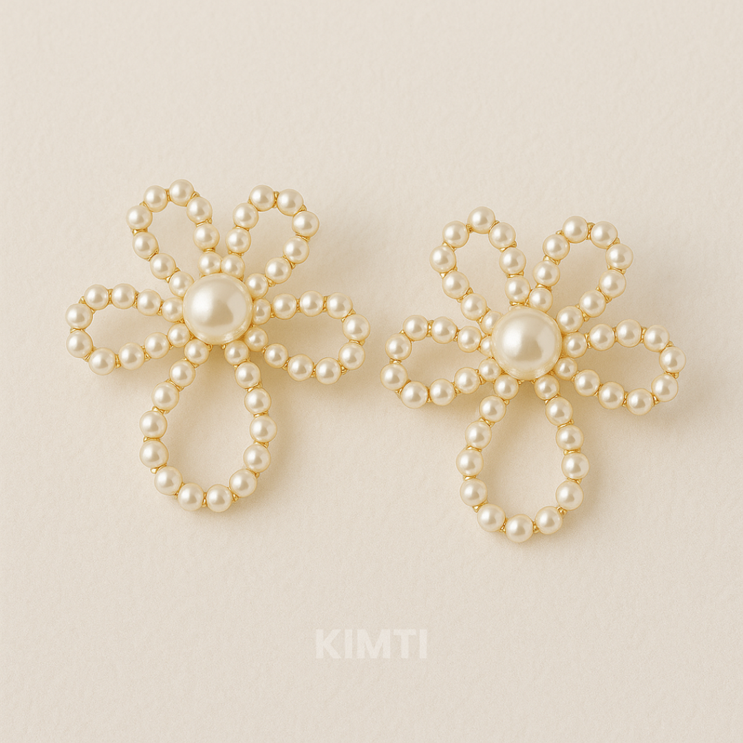 Pearl Blossom Flower Drop Earring