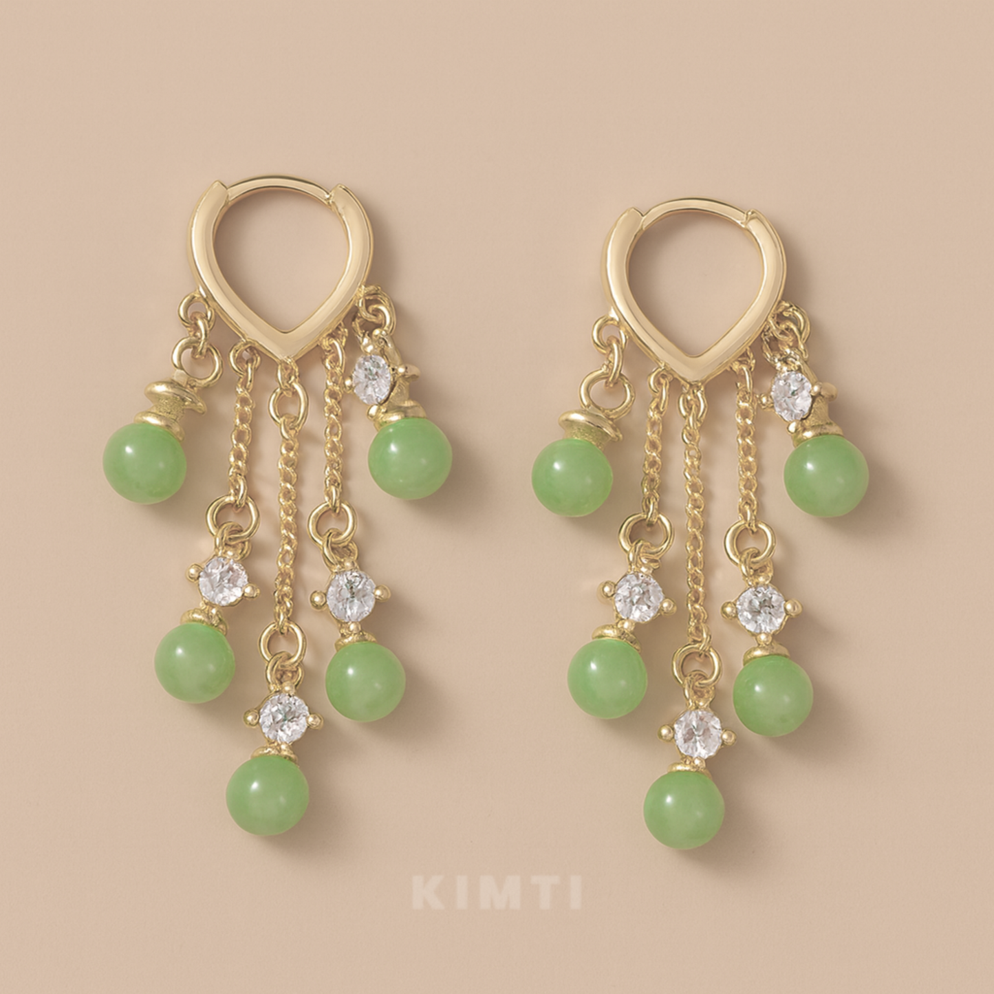 Green Pearl Droplet Danglers