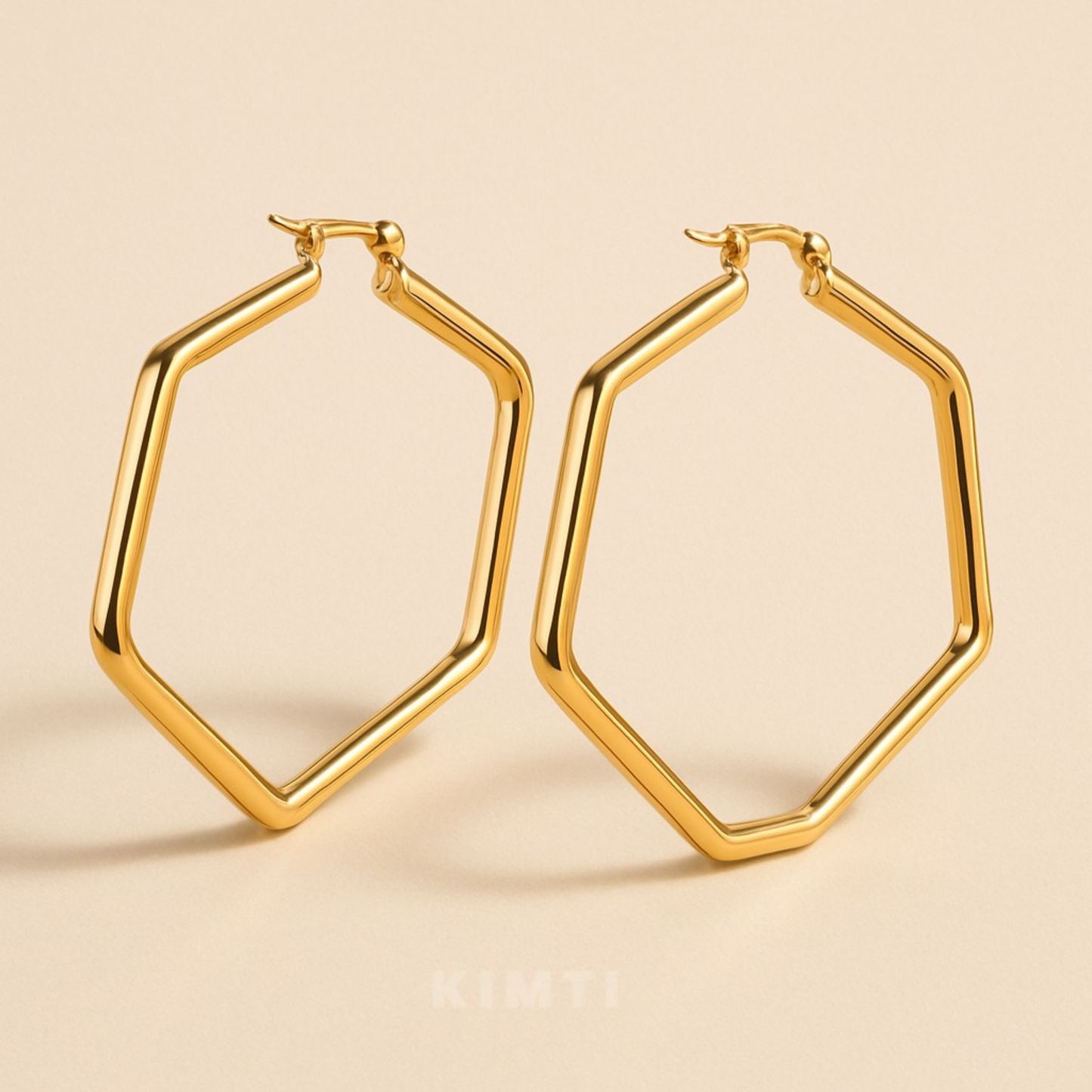 18K Gold Plated Modern Hive Hoops