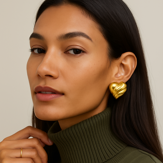 18k gold heart earrings for women waterproof anti tarnish