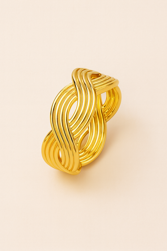 18k Gold Plated Golden Weave Luxe Ring