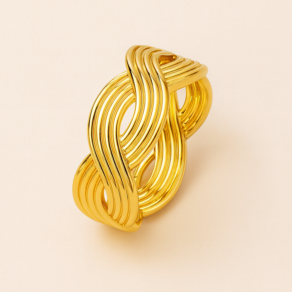 18k Gold Plated Golden Weave Luxe Ring