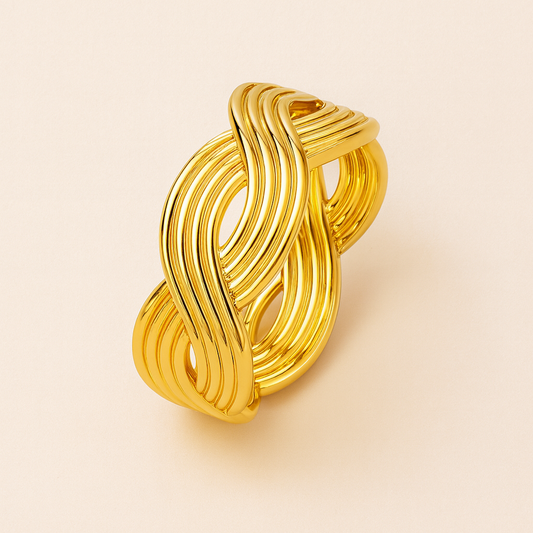 18k Gold Plated Golden Weave Luxe Ring