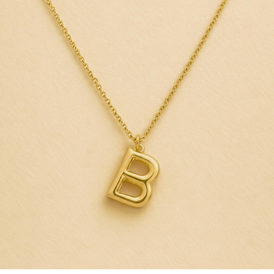 18k Gold Plated Initial Bold Alphabet B Necklace