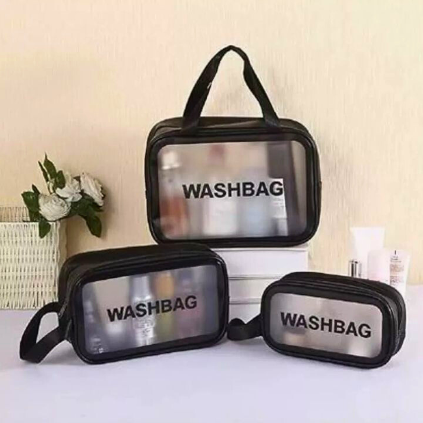 Just Rs 329 3PCS Toiletry Bag Set-Clear Wash Bag Transparen