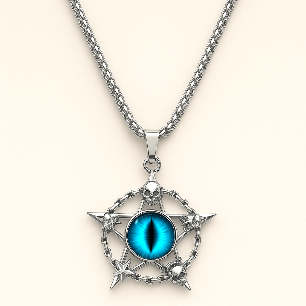 Pentagram Dragon Eye Pendant Stainless Steel Necklace
