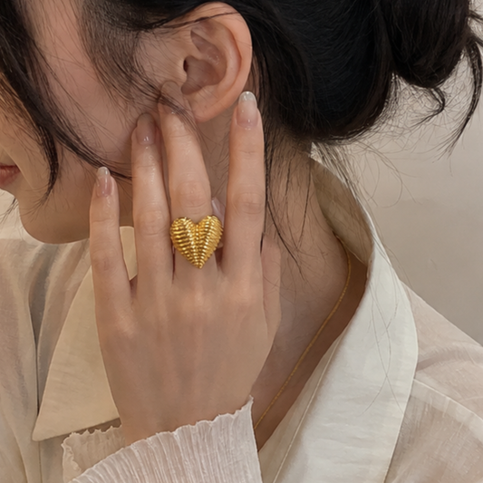 18K Gold Plated Chunky Love Style Ring