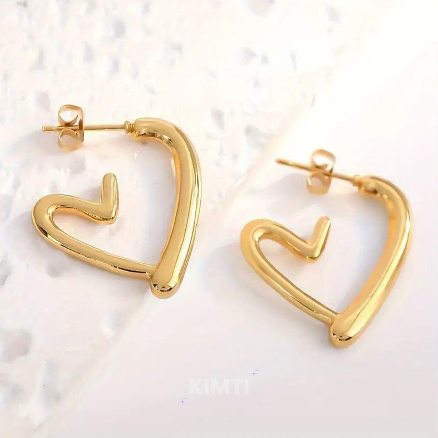 18K Gold Plated Heart Hoop Golden Anti Tarnish Earring