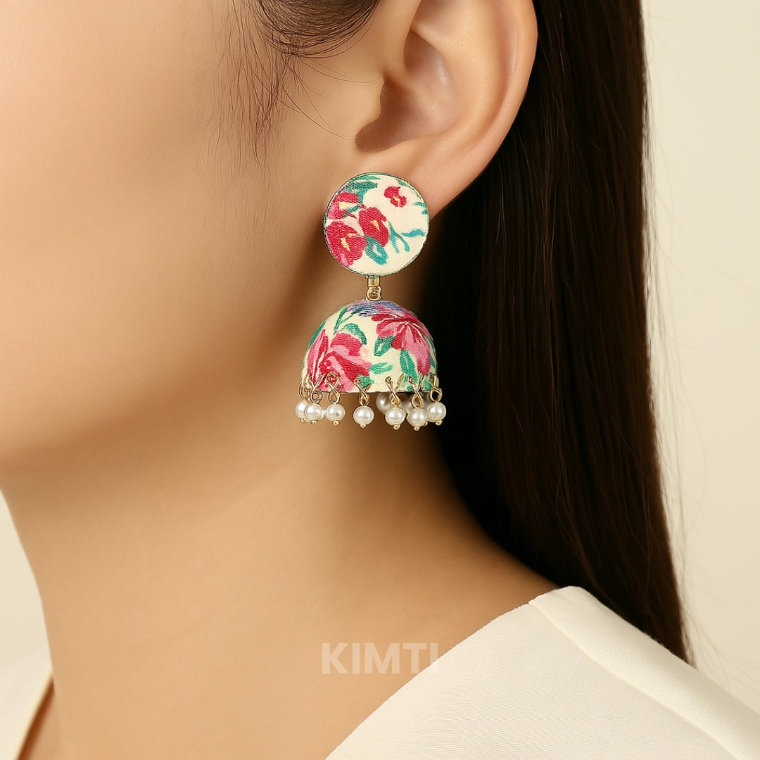 Multicolour Printed Jhumka Earring