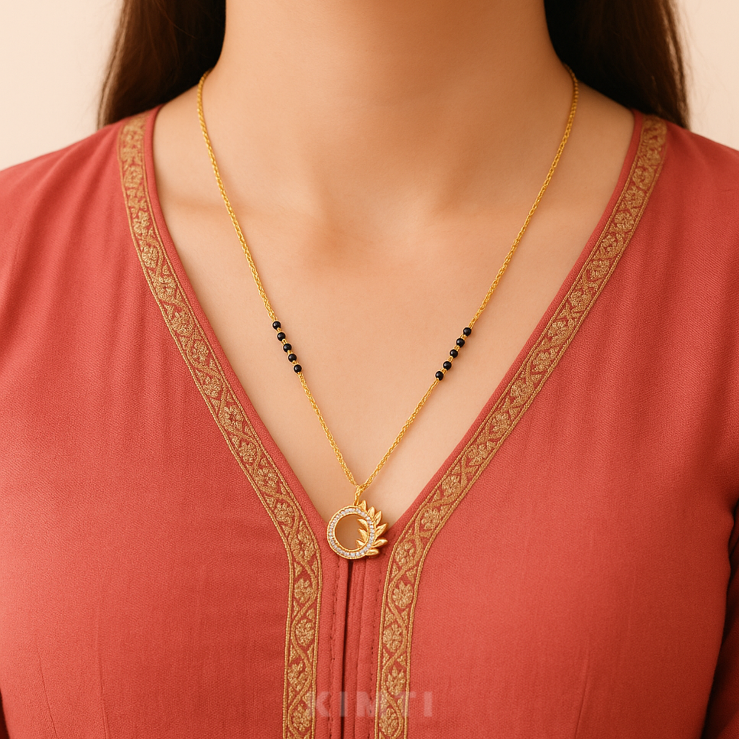 18K Gold Plated Sun Halo Pendant Mangalsutra
