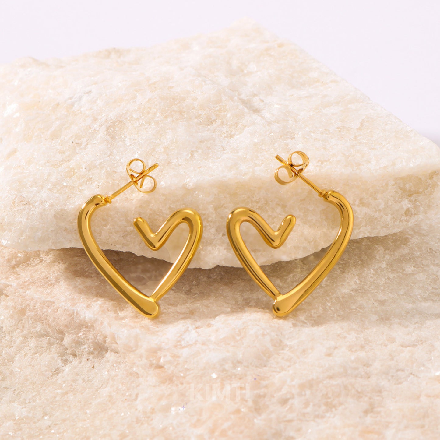 18K Gold Plated Heart Hoop Golden Anti Tarnish Earring