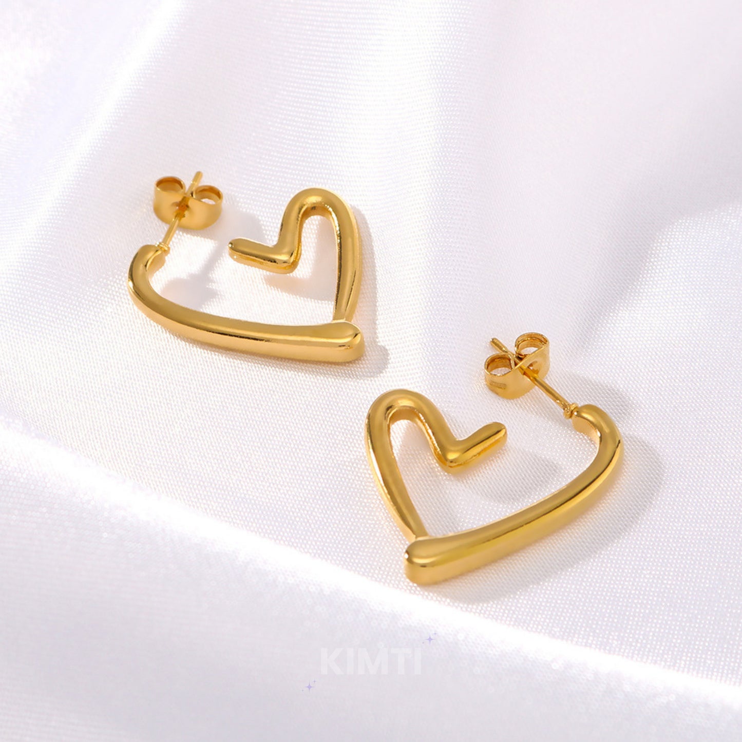 18K Gold Plated Heart Hoop Golden Anti Tarnish Earring