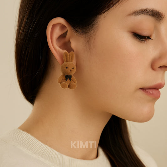 Playful Bunny Studs Brown Stud Earring
