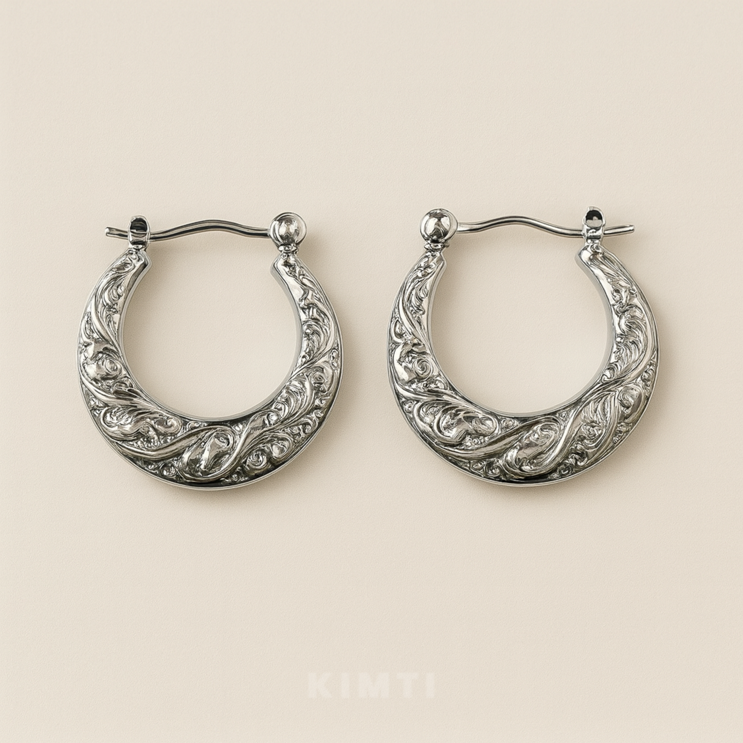 Anti-Tarnish Ethnic Paisley Design Hoops