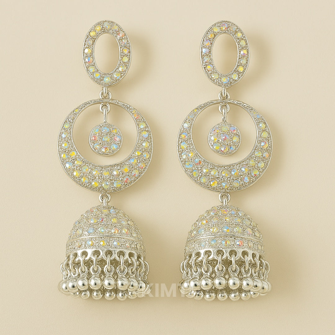 White Rainbow Long Jhumka Earring