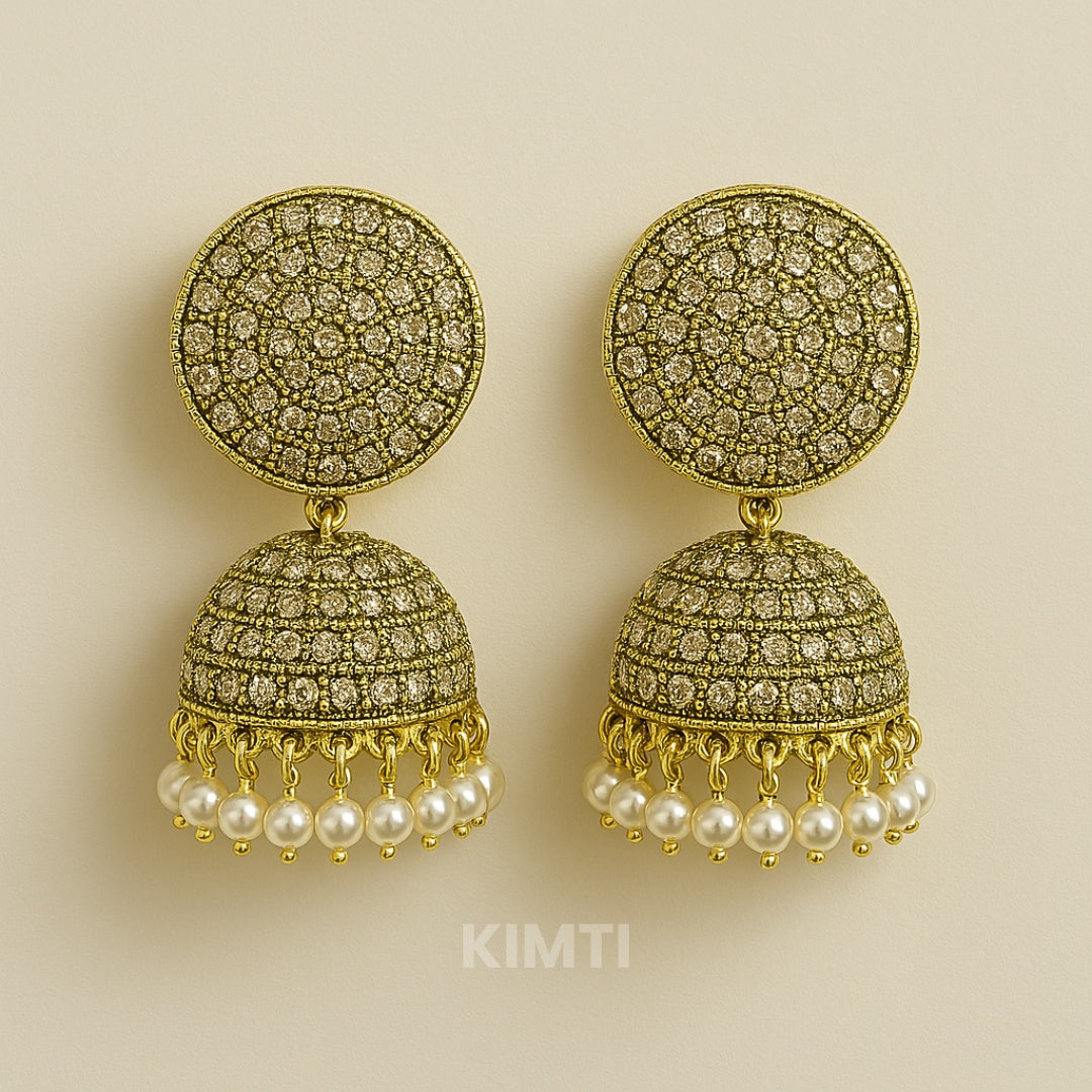 Golden Oxidised Jhumka Earring