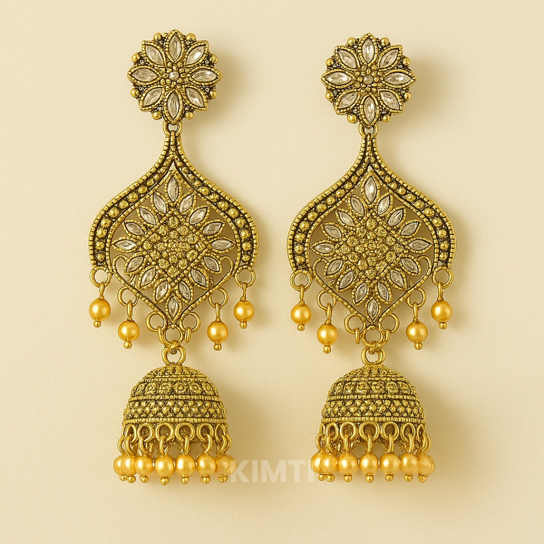 Gold Traditional Antique Jhumka Earring