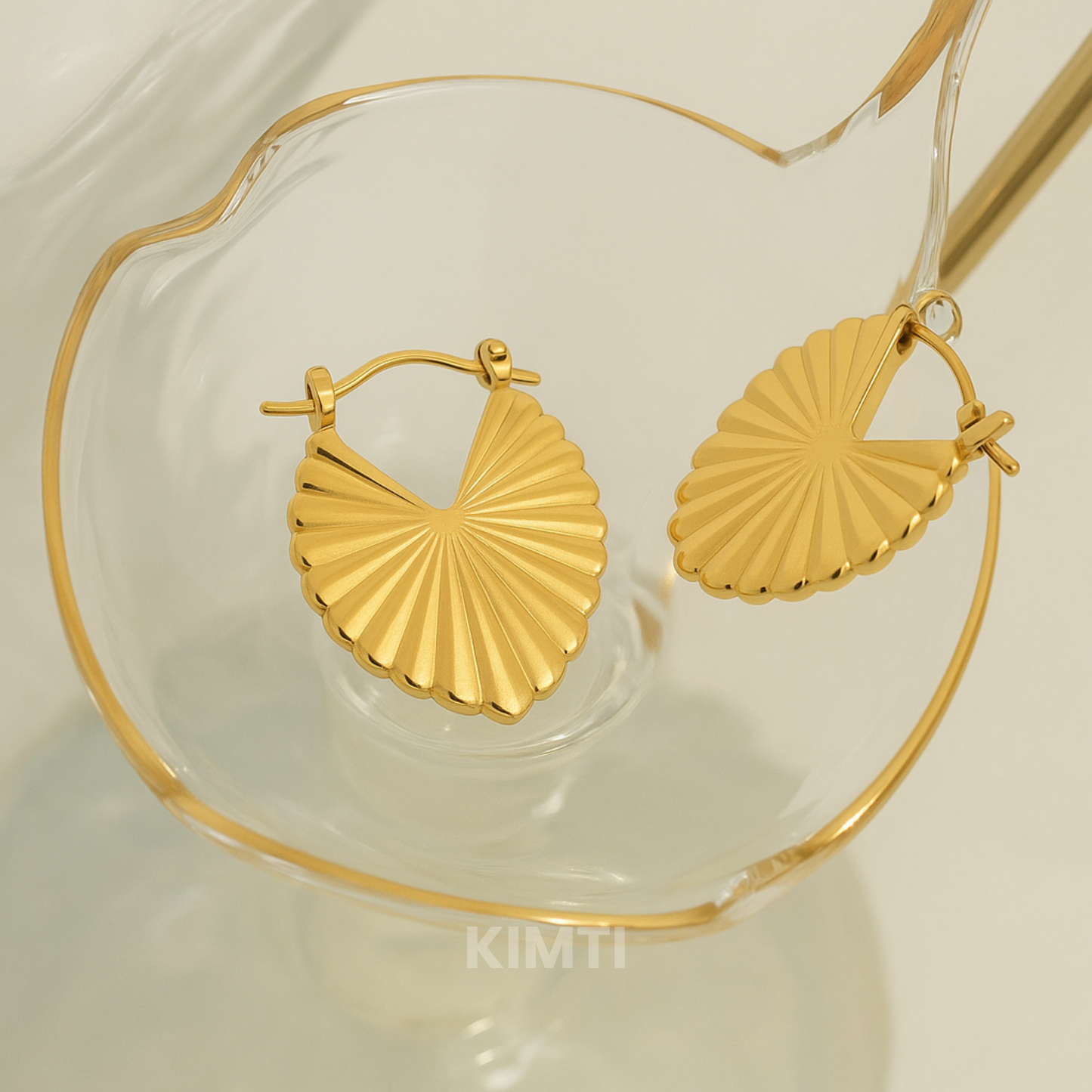 Golden Heart Hoops Earring