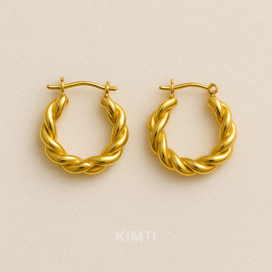 18K Gold Plated Spiral Hoops Anti Tarnish Earring