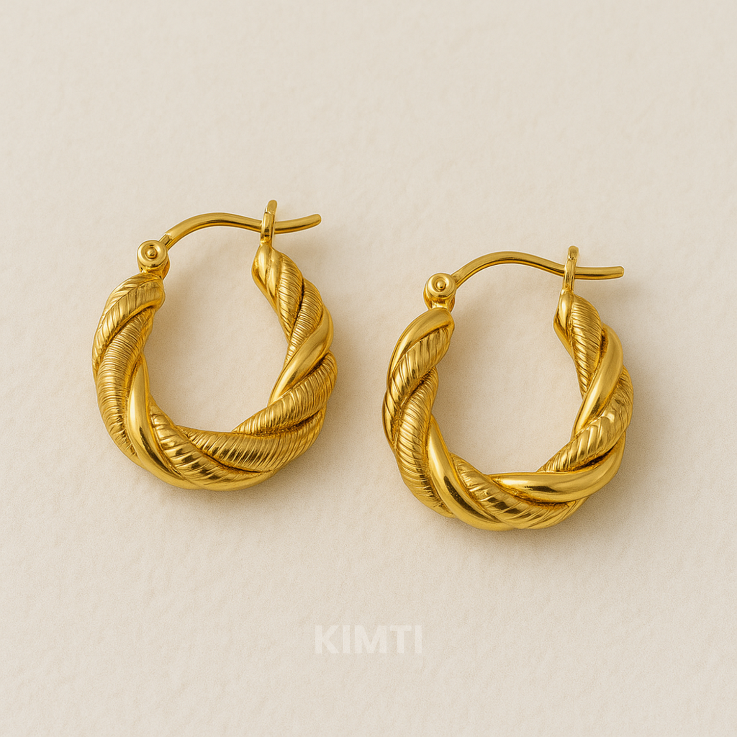 18K Gold Plated Chunky Twist Hoop Anti Tarnish Earring
