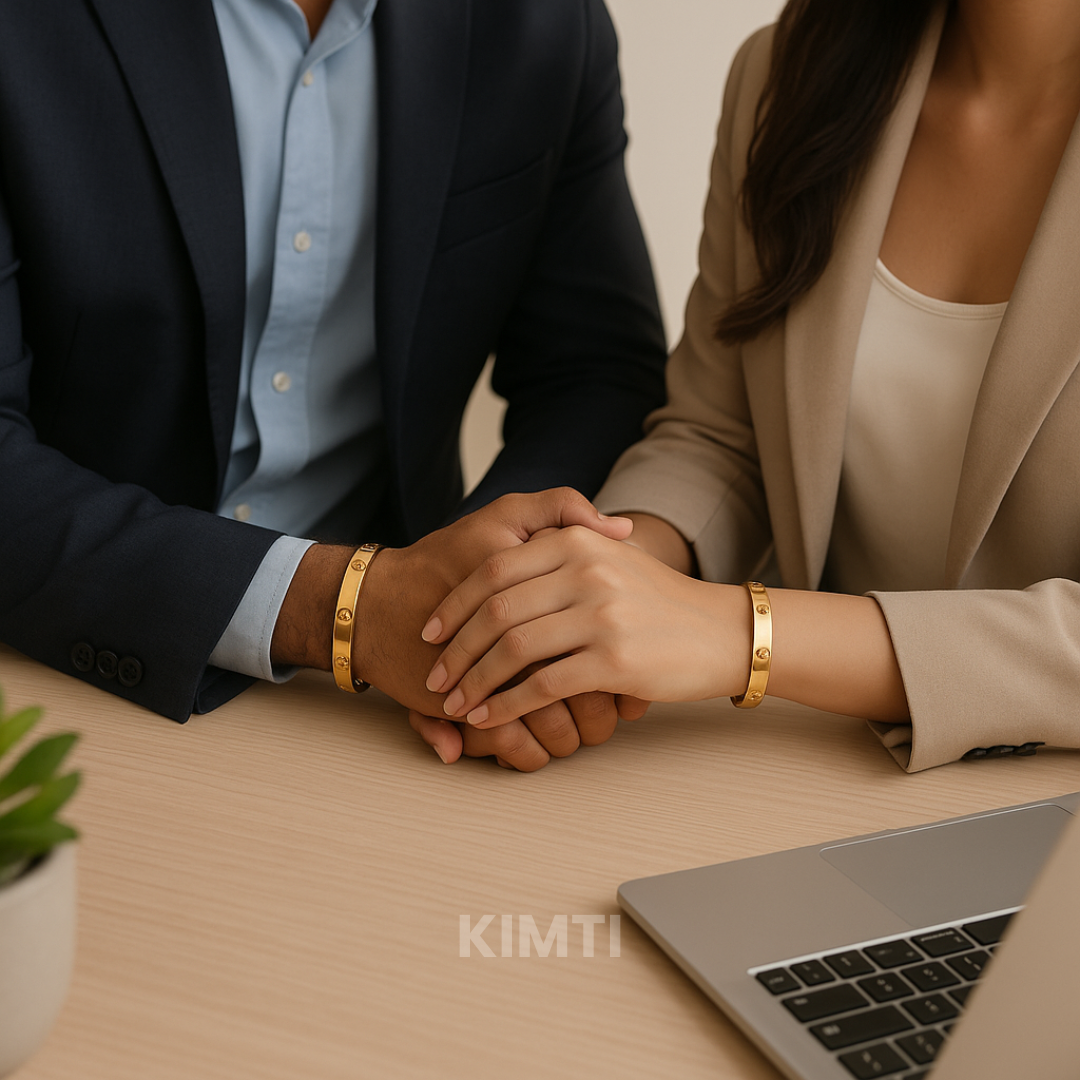 Locked In Love 18K Gold Plated Anti Tarnish Couple Bracelet (Set of 2)