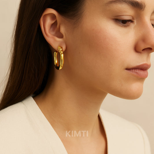 18K Gold Plated Half Hoop Anti Tarnish Earring