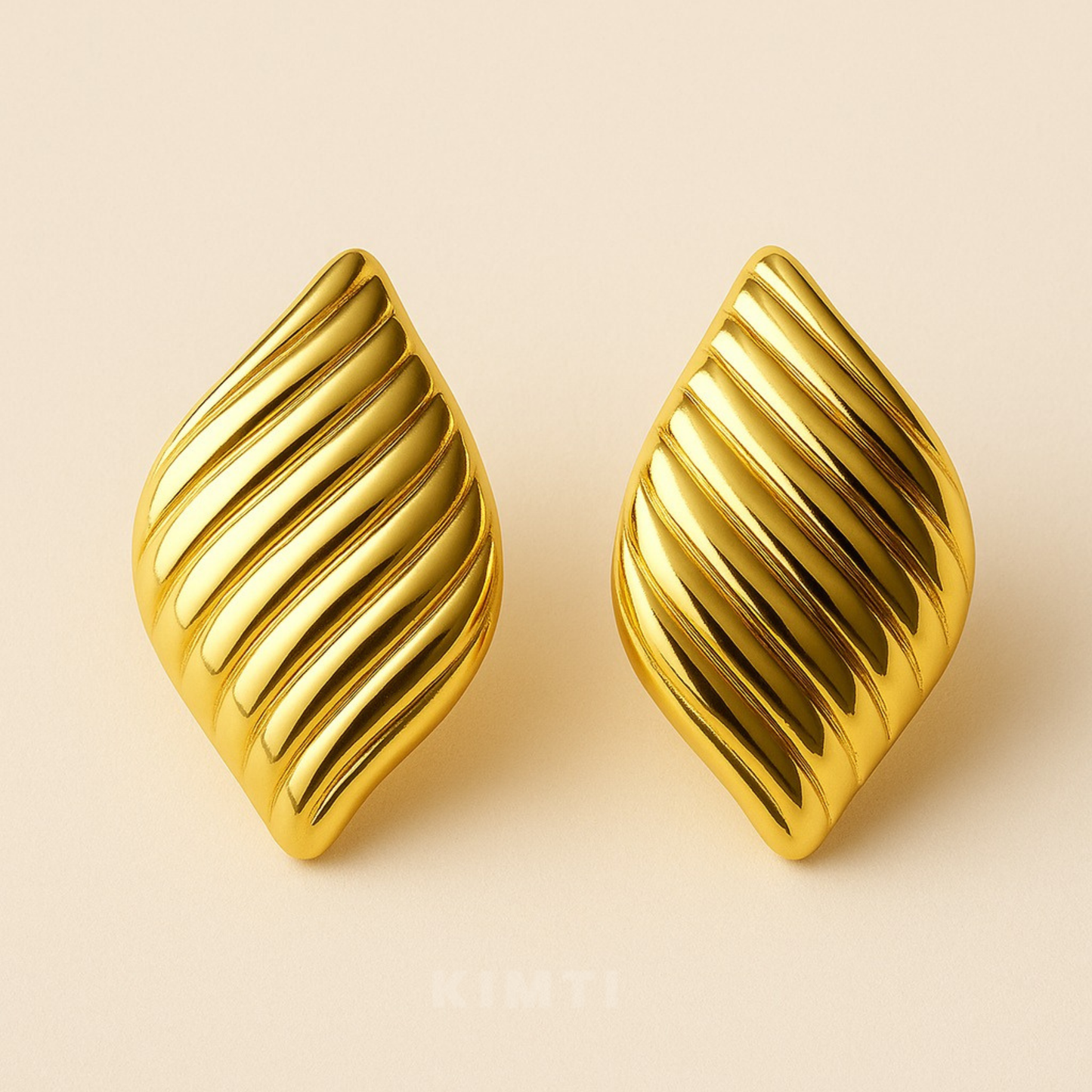 18K Gold Plated Ripple Leaf Earrings