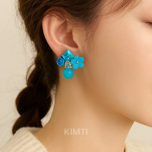 Blue Pleasure Charms Stud Earring
