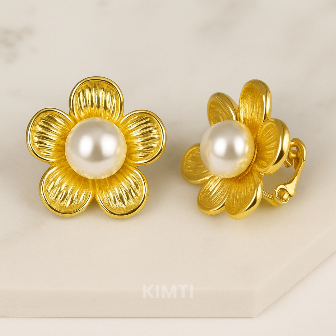 18k Gold Plated Flower Stud Anti Tarnish Earring