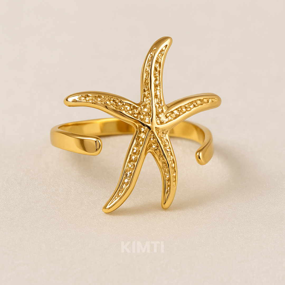18k Gold Plated Vintage-Inspired Starfish Anti Tarnish Ring