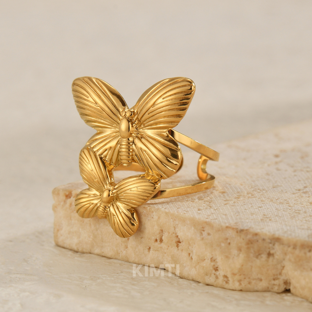 18k Gold Plated Butterfly Anti Tarnish Ring